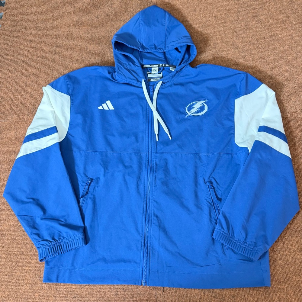 Adidas Tampa Bay Lightning NHL Full Zip Hooded Jacket Blue White Mens XL IP5963‎